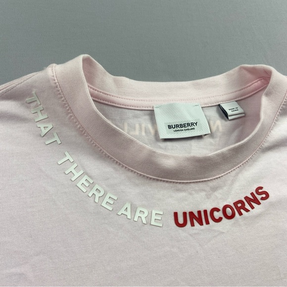Burberry Oversized Pink T Shirt Size Adult Extra Small XS Unicorn Unisex London - Picture 3 of 9